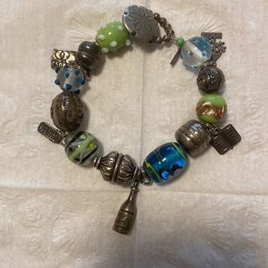 Boho Charm Bracelet with crystal bead balls.